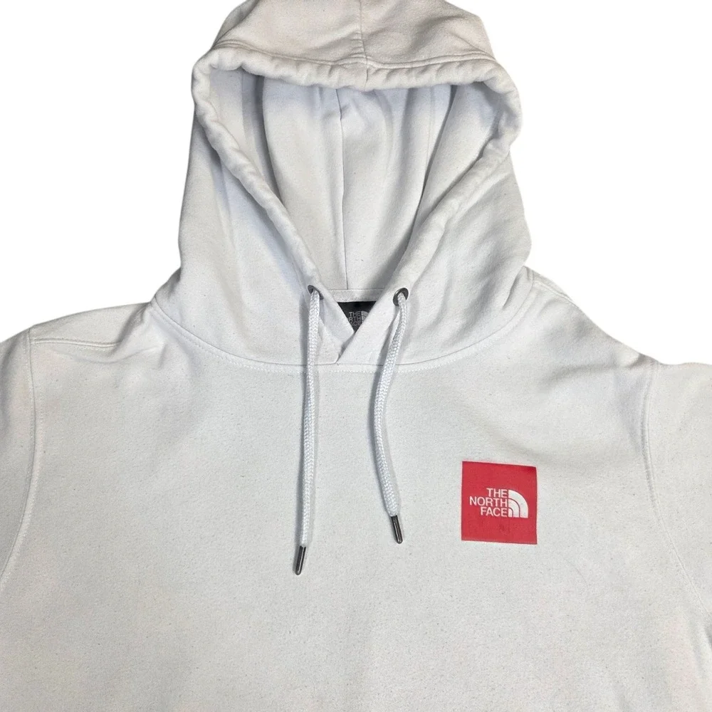 The North Face White and Red Hoodie Large Big Logo‎ Warm Cozy  Winter Outdoor
